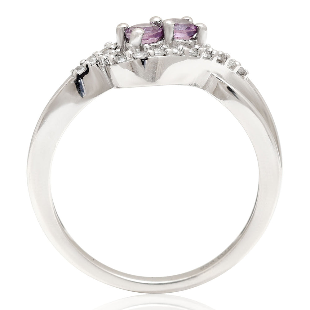 Silberring mit brasilianischem Amethyst und weißem Topas 5 