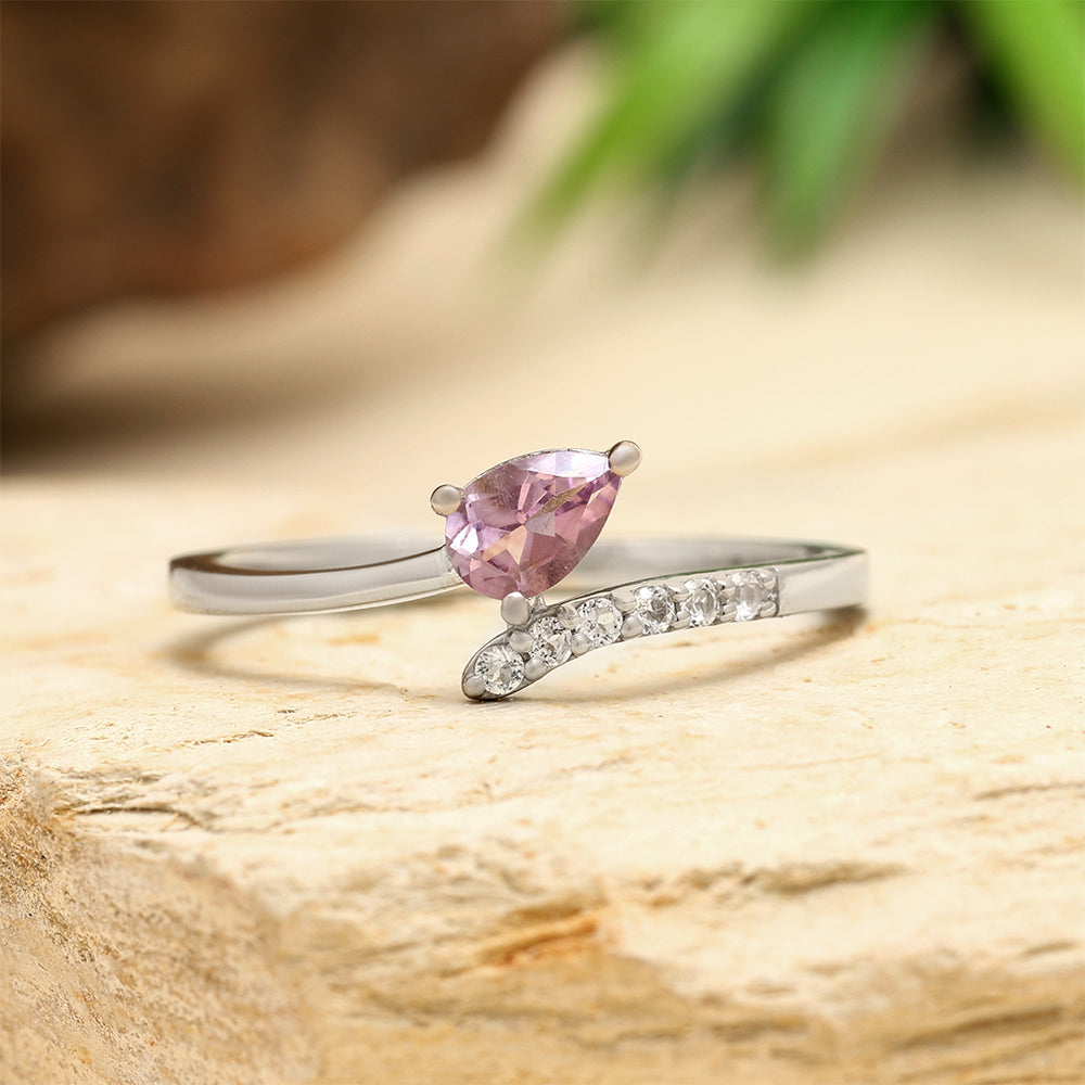 Silberring mit brasilianischem Amethyst und weißem Topas