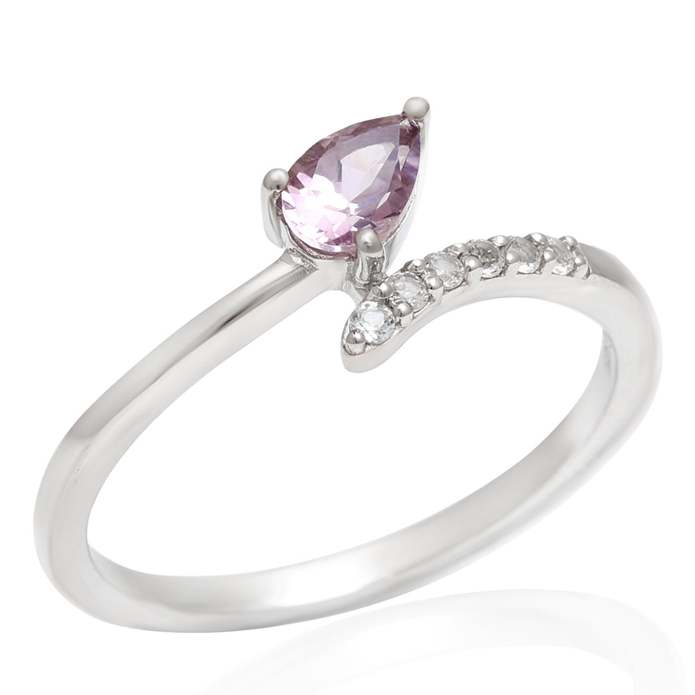 Silberring mit brasilianischem Amethyst und weißem Topas