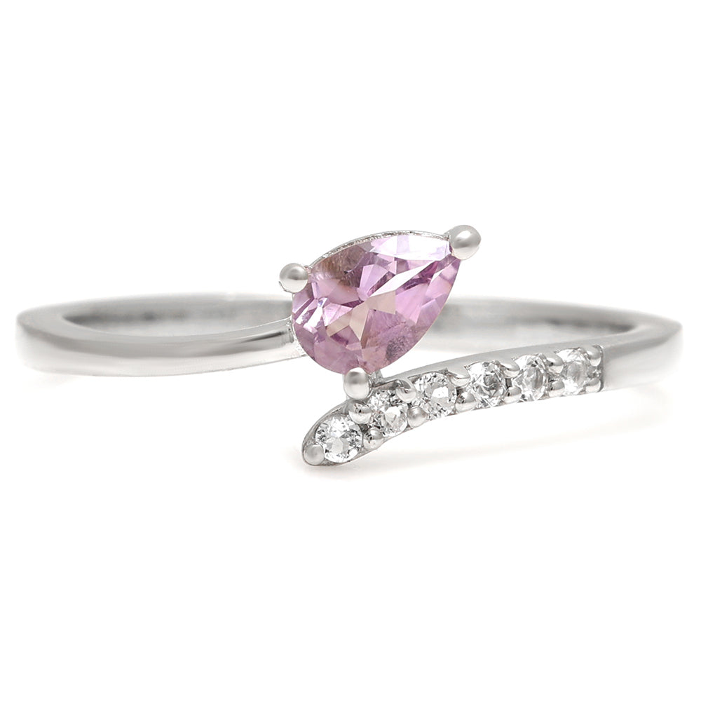 Silberring mit brasilianischem Amethyst und weißem Topas 1 