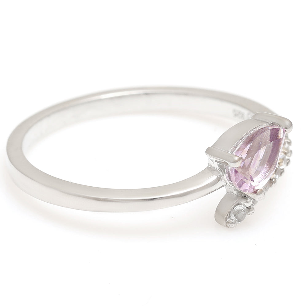 Silberring mit brasilianischem Amethyst und weißem Topas