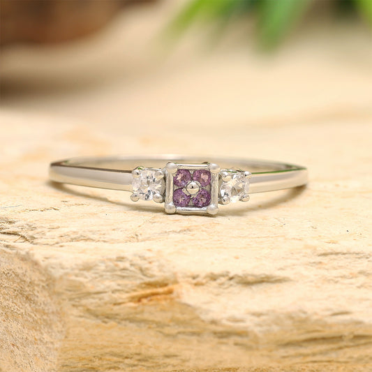 Silberring mit brasilianischem Amethyst und weißem Topas