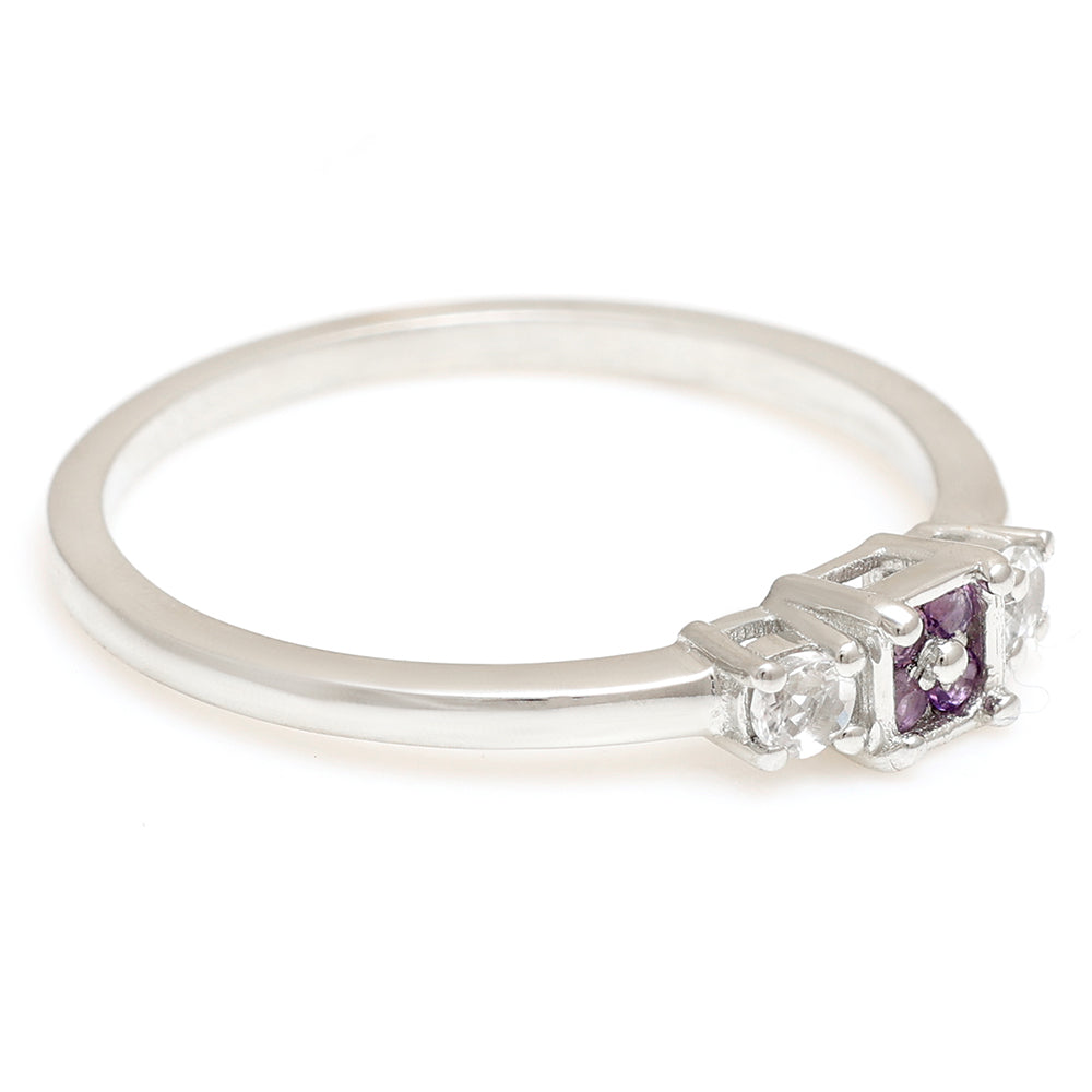 Silberring mit brasilianischem Amethyst und weißem Topas 9 