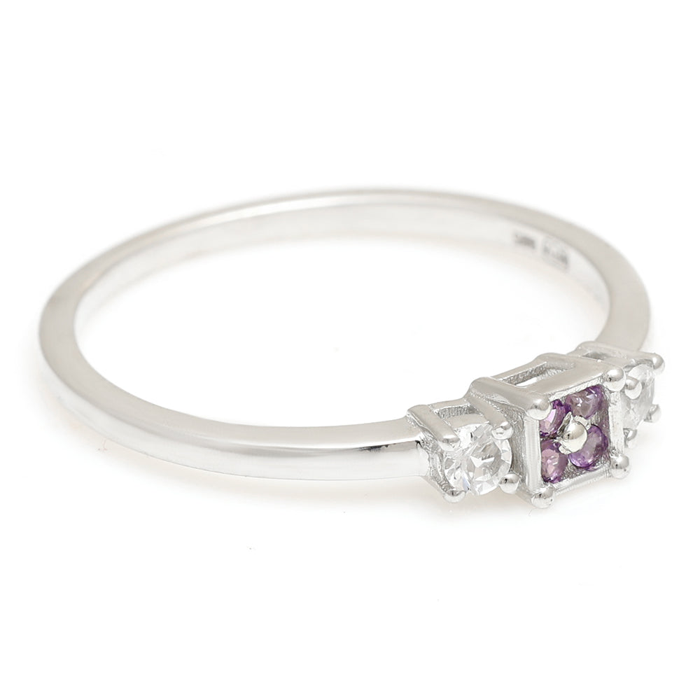 Silberring mit brasilianischem Amethyst und weißem Topas