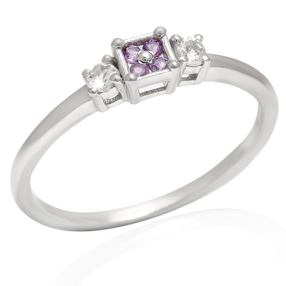 Silberring mit brasilianischem Amethyst und weißem Topas