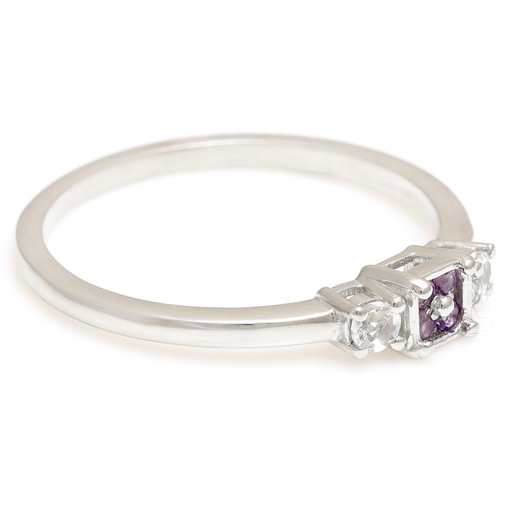 Silberring mit brasilianischem Amethyst und weißem Topas