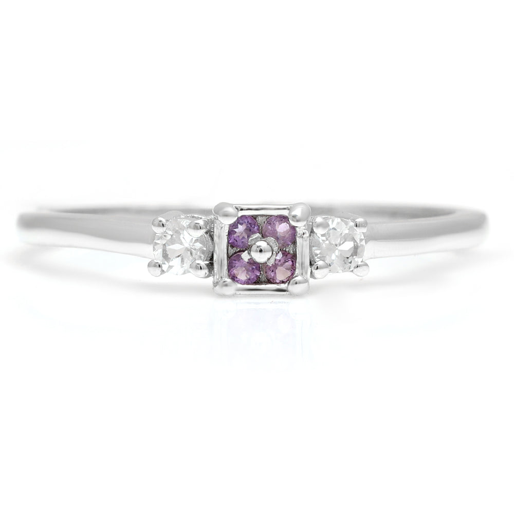 Silberring mit brasilianischem Amethyst und weißem Topas
