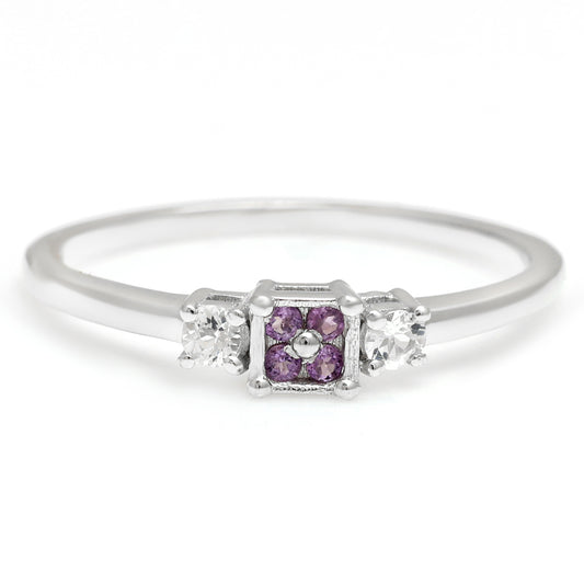 Silberring mit brasilianischem Amethyst und weißem Topas