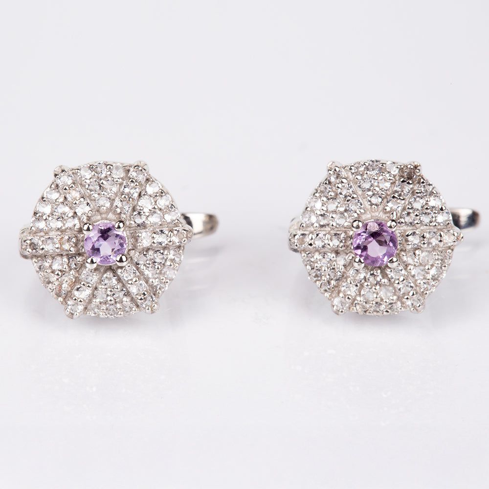 Silberohrringe mit weißem Topas und brasilianischem Amethyst 1 