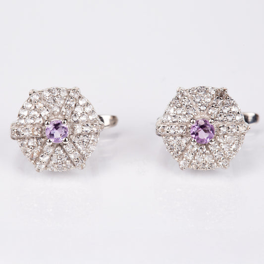 Silberohrringe mit weißem Topas und brasilianischem Amethyst