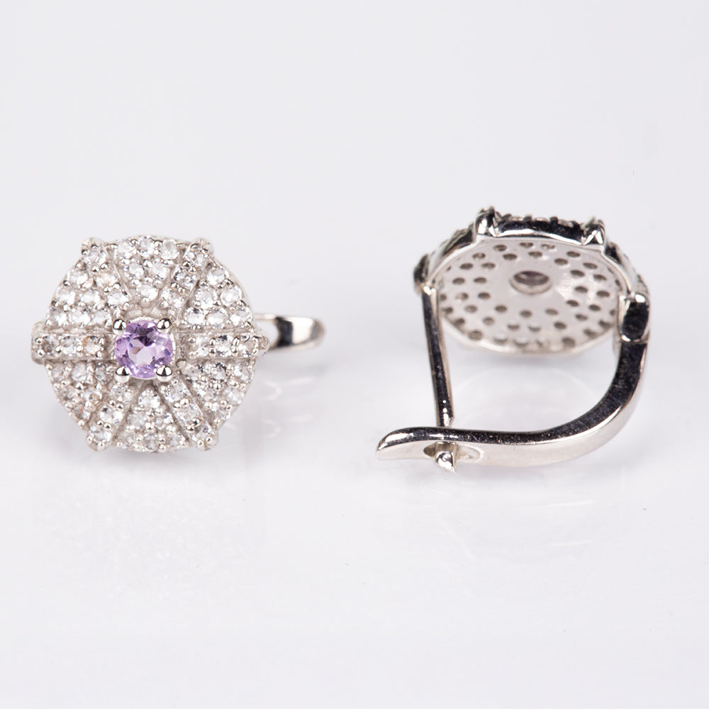 Silberohrringe mit weißem Topas und brasilianischem Amethyst 5 