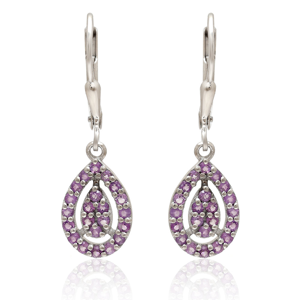 Silberohrringe mit brasilianischem Amethyst 1 