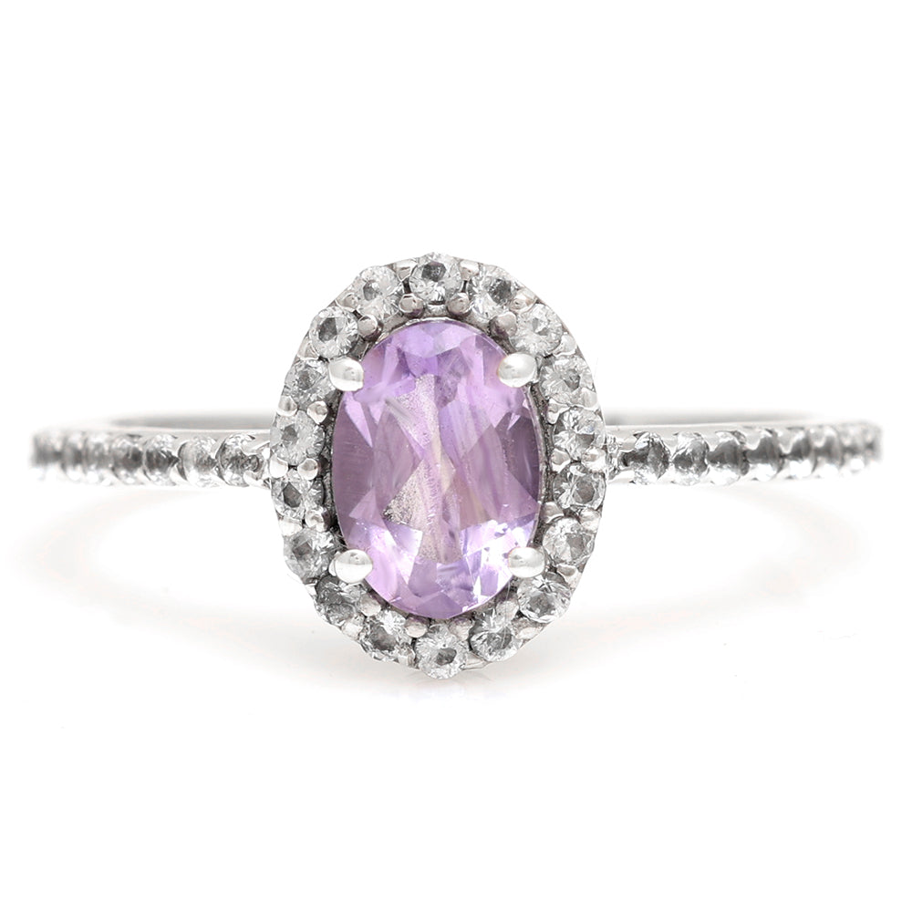 Silberring mit brasilianischem Amethyst und weißem Topas