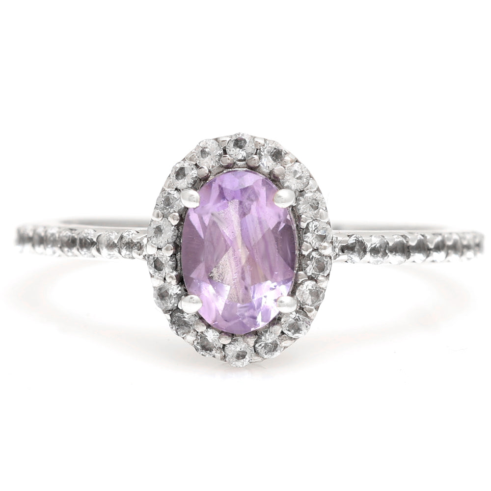Silberring mit brasilianischem Amethyst und weißem Topas 1 