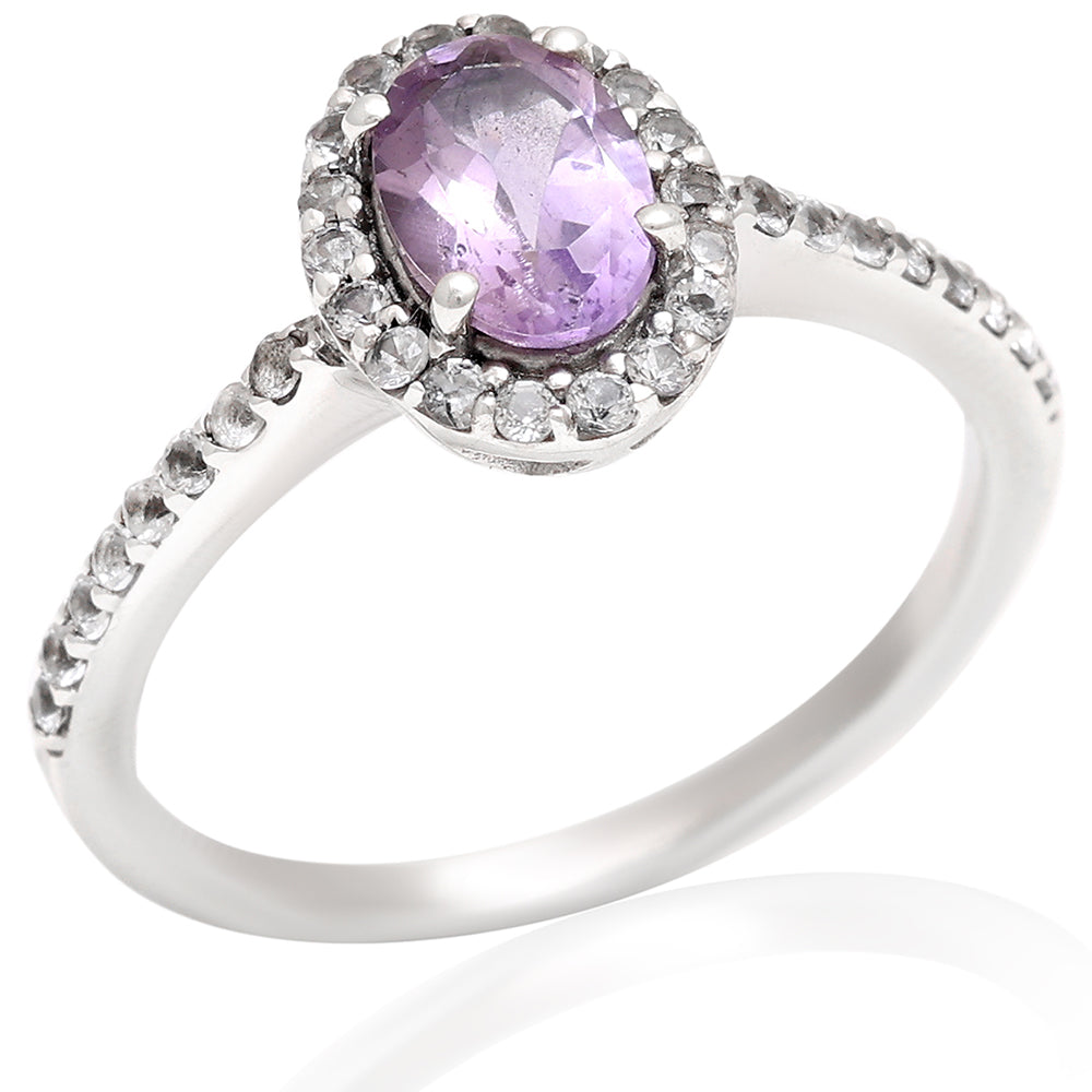 Silberring mit brasilianischem Amethyst und weißem Topas 2 