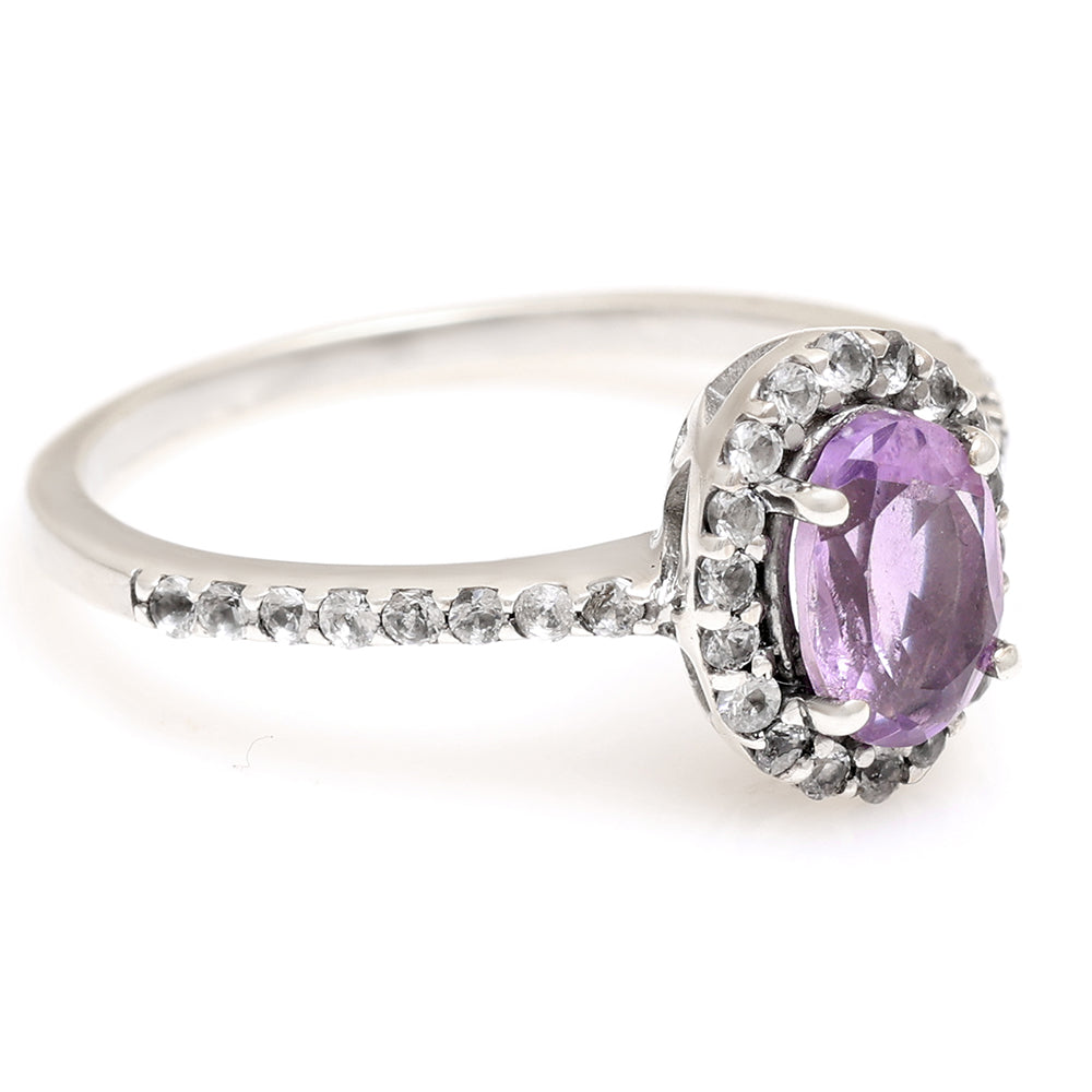 Silberring mit brasilianischem Amethyst und weißem Topas