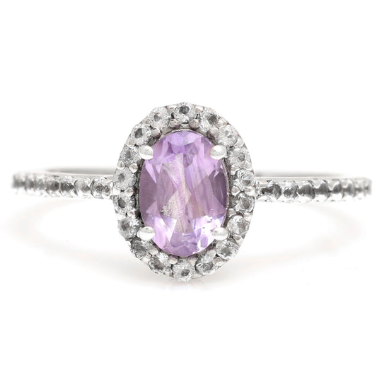 Silberring mit brasilianischem Amethyst und weißem Topas