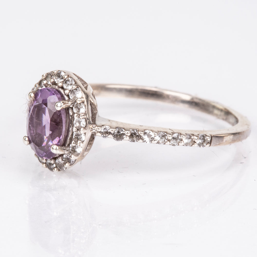 Silberring mit brasilianischem Amethyst und weißem Topas