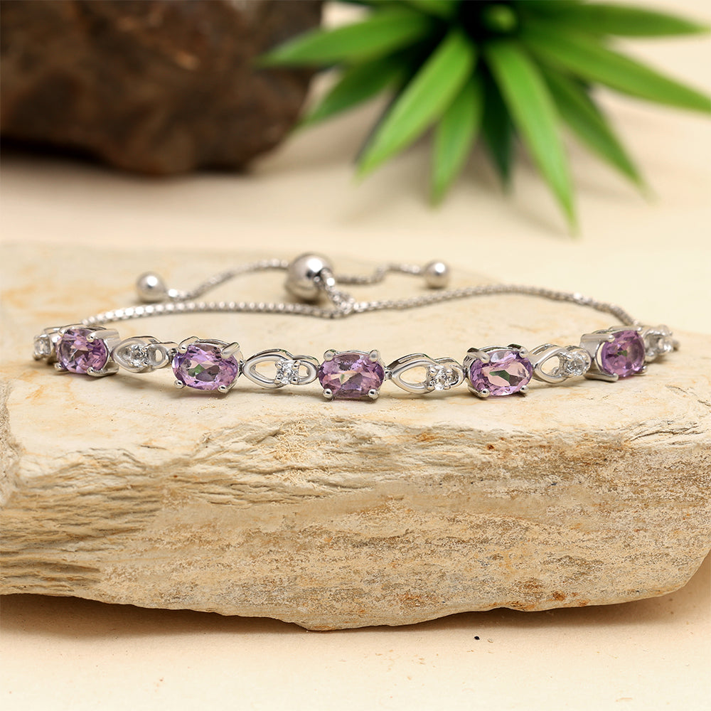 Silberarmband mit weißem Topas und brasilianischem Amethyst 1 