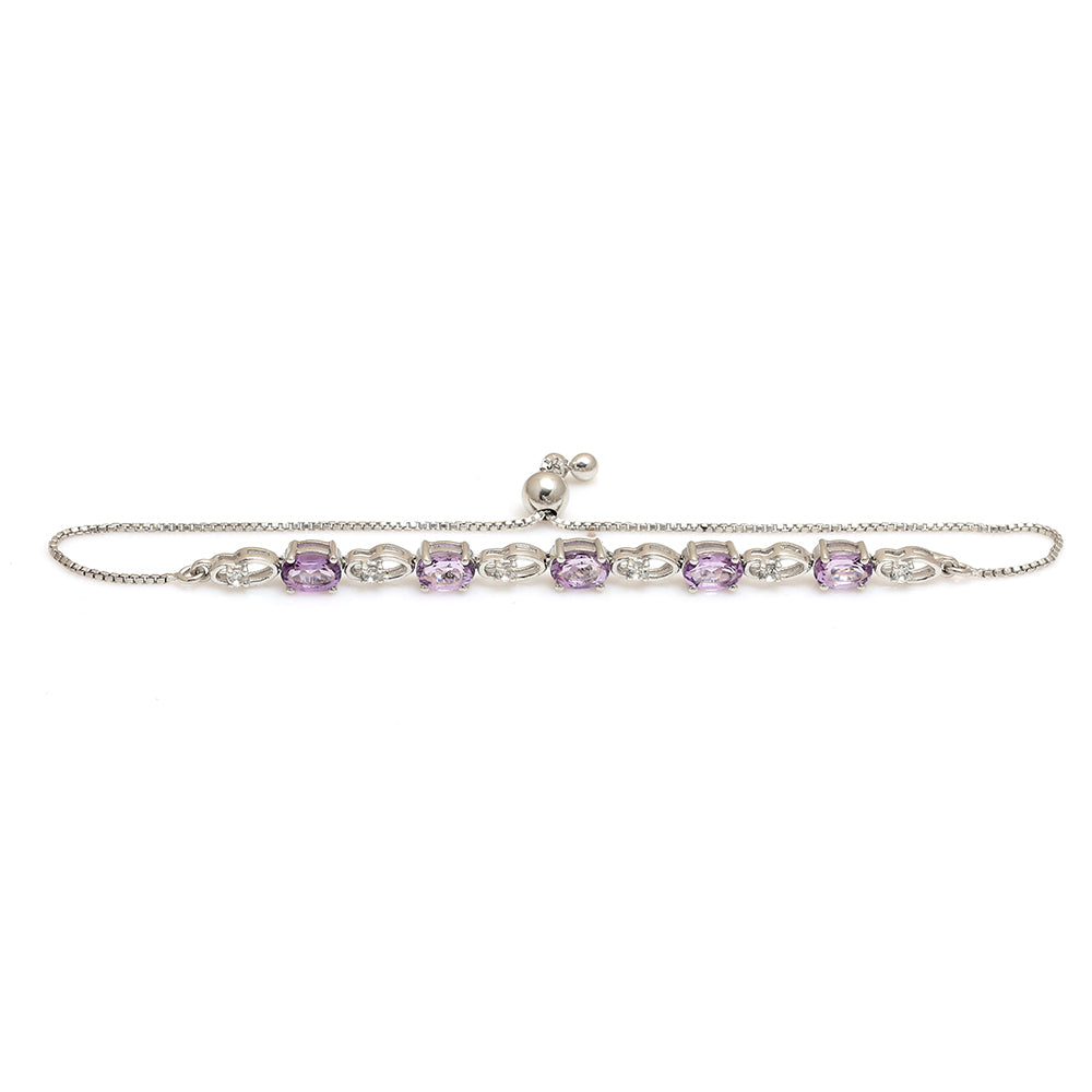 Silberarmband mit weißem Topas und brasilianischem Amethyst
