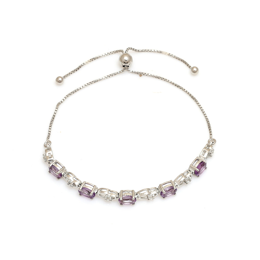 Silberarmband mit weißem Topas und brasilianischem Amethyst