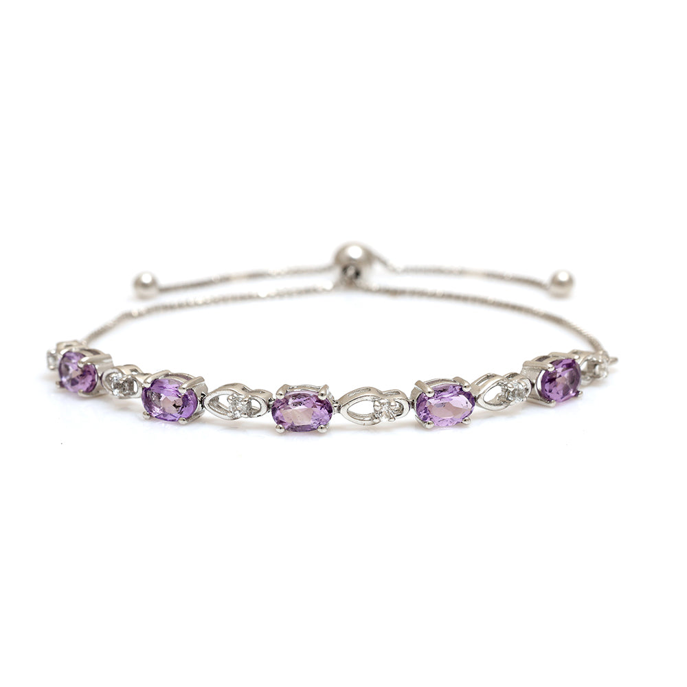 Silberarmband mit weißem Topas und brasilianischem Amethyst 4 