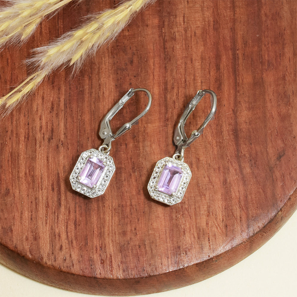 Silberohrringe mit brasilianischem Amethyst und weißem Topas 2 