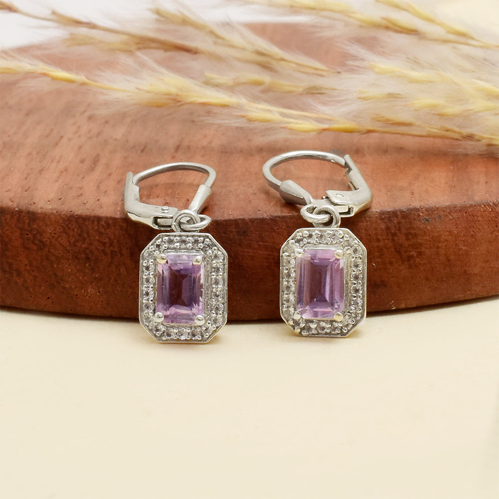 Silberohrringe mit brasilianischem Amethyst und weißem Topas 3 