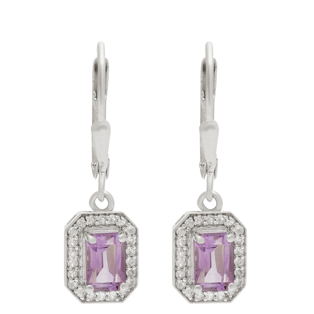 Silberohrringe mit brasilianischem Amethyst und weißem Topas 1 