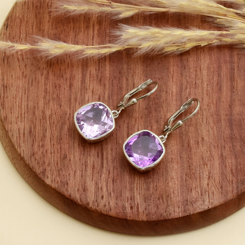 Silberohrringe mit brasilianischem Amethyst 2 