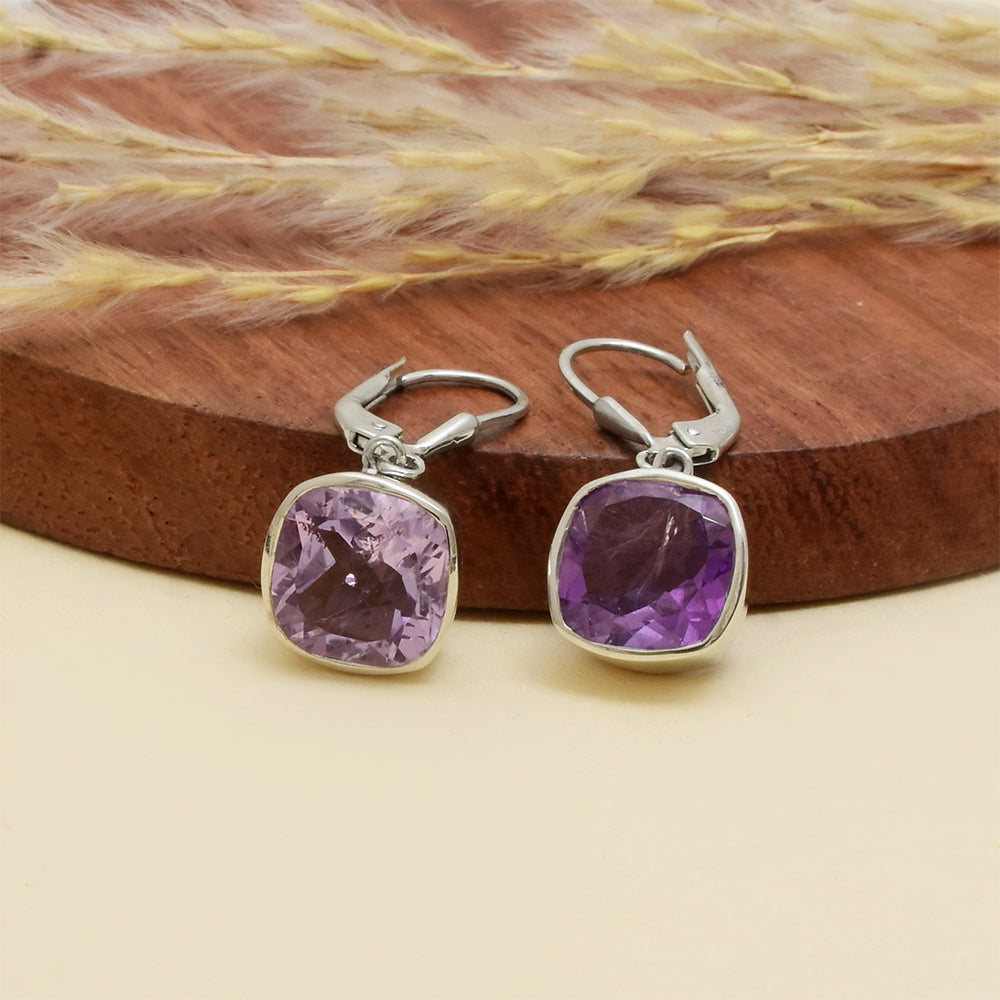 Silberohrringe mit brasilianischem Amethyst
