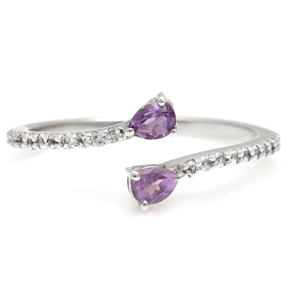 Silberring mit brasilianischem Amethyst und weißem Topas 5 