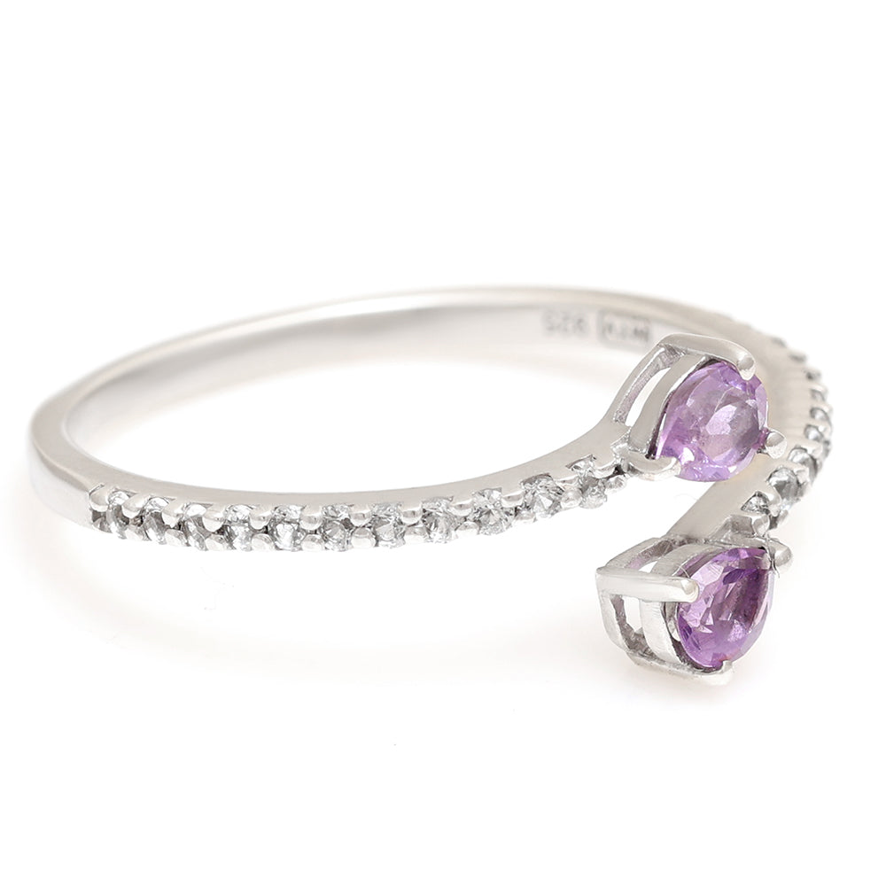 Silberring mit brasilianischem Amethyst und weißem Topas 7 