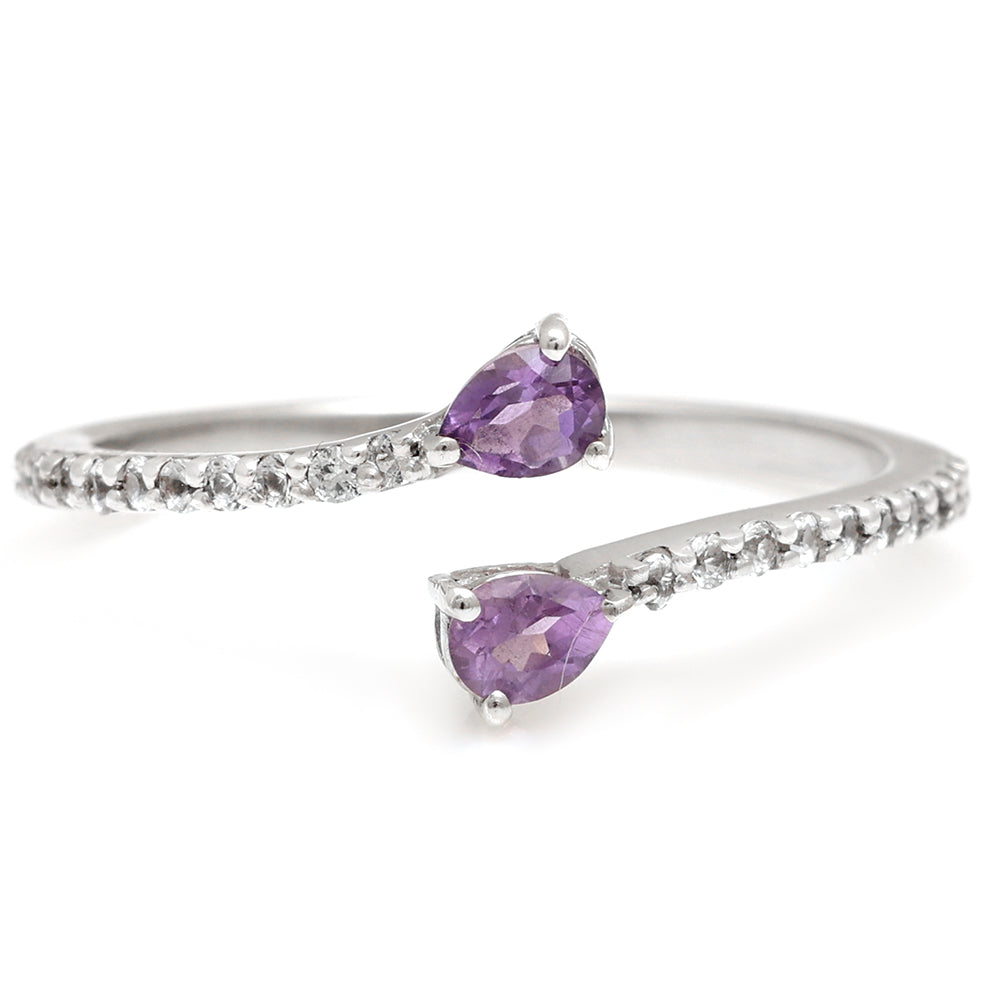 Silberring mit brasilianischem Amethyst und weißem Topas 1 