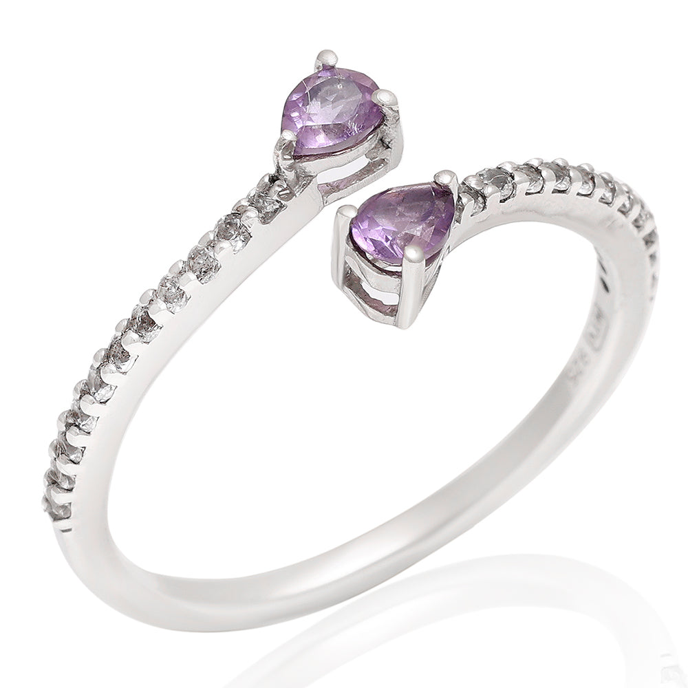 Silberring mit brasilianischem Amethyst und weißem Topas