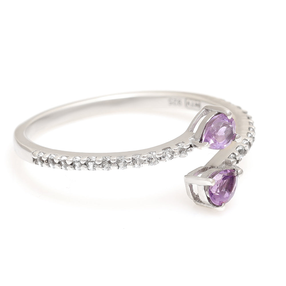 Silberring mit brasilianischem Amethyst und weißem Topas 4 