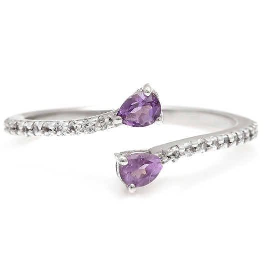 Silberring mit brasilianischem Amethyst und weißem Topas