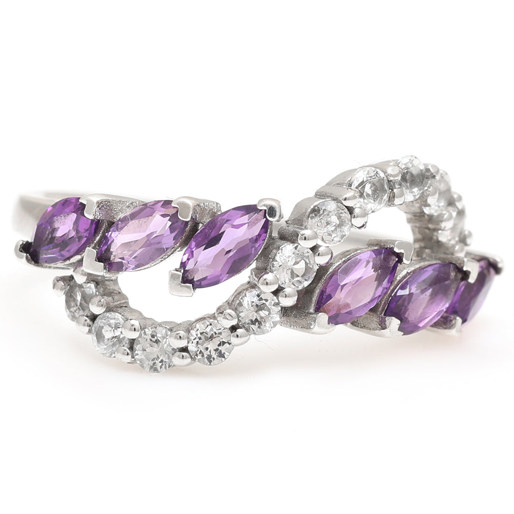 Silberring mit brasilianischem Amethyst und weißem Topas 6 
