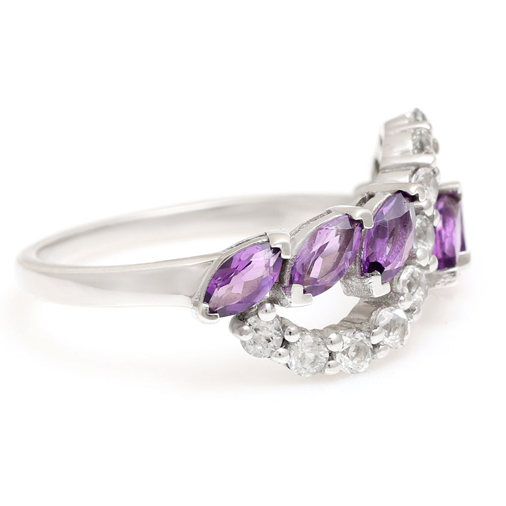 Silberring mit brasilianischem Amethyst und weißem Topas