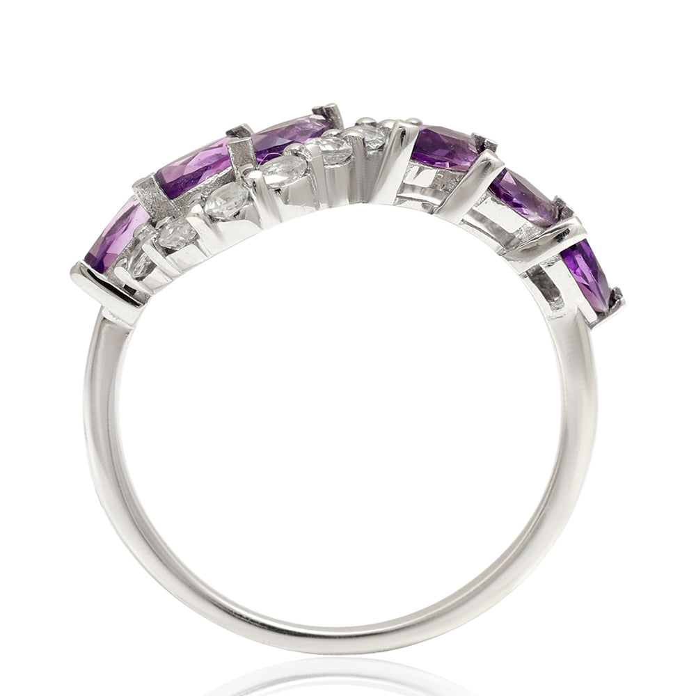 Silberring mit brasilianischem Amethyst und weißem Topas 9 