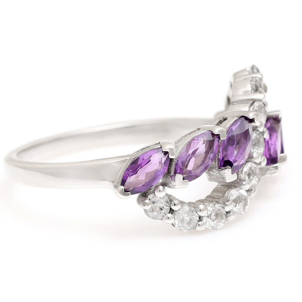 Silberring mit brasilianischem Amethyst und weißem Topas 4 