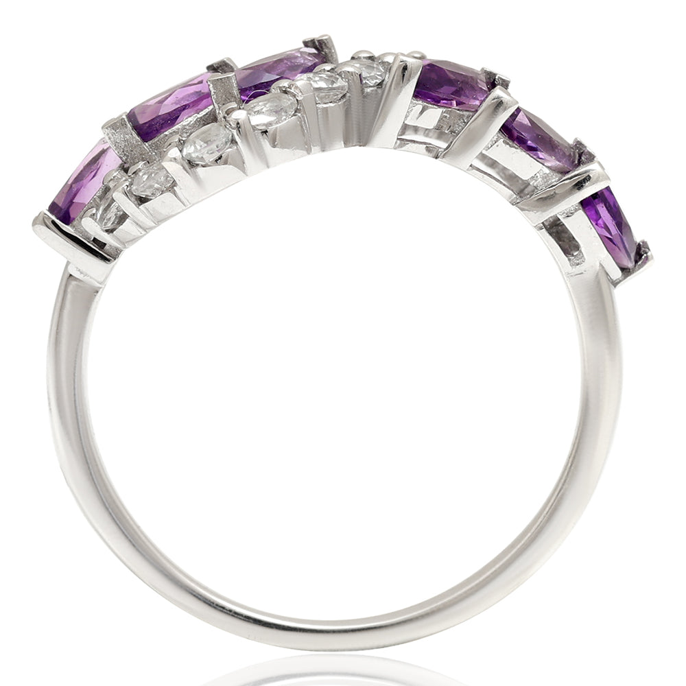 Silberring mit brasilianischem Amethyst und weißem Topas