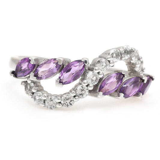 Silberring mit brasilianischem Amethyst und weißem Topas