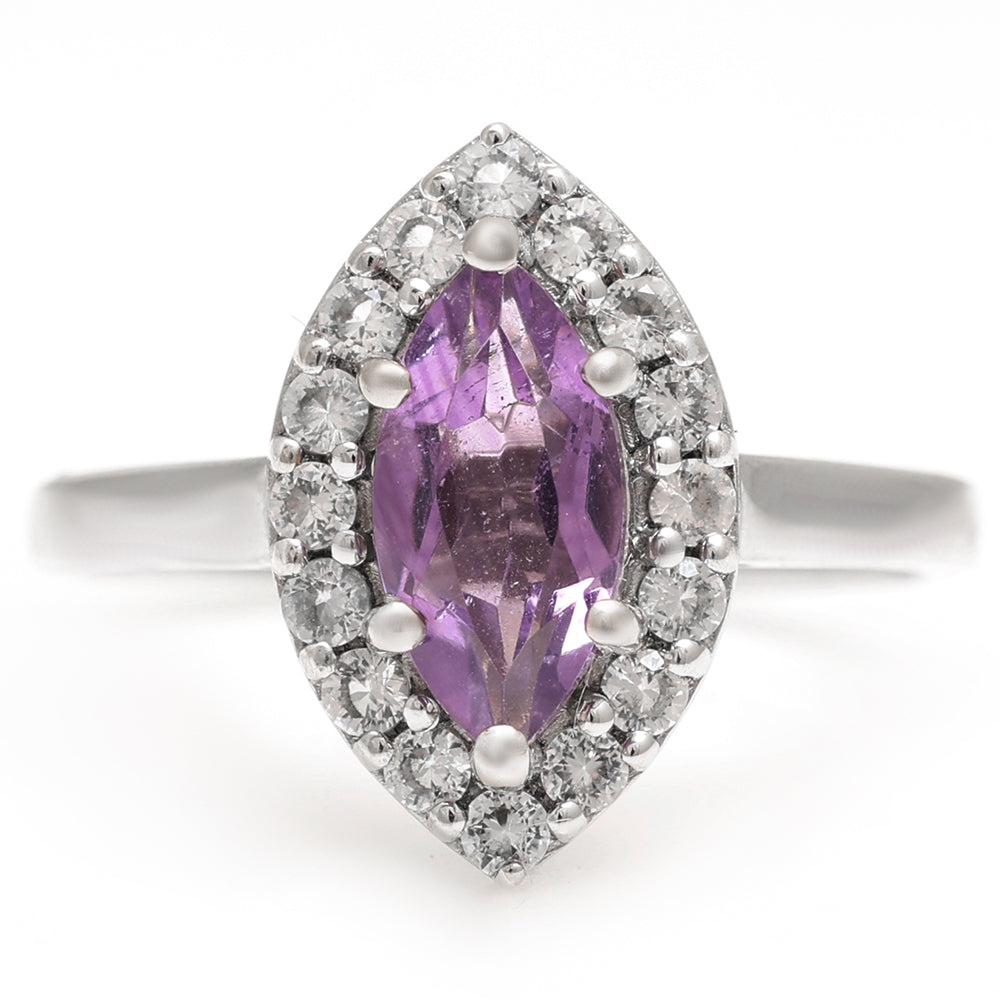 Silberring mit brasilianischem Amethyst und weißem Topas