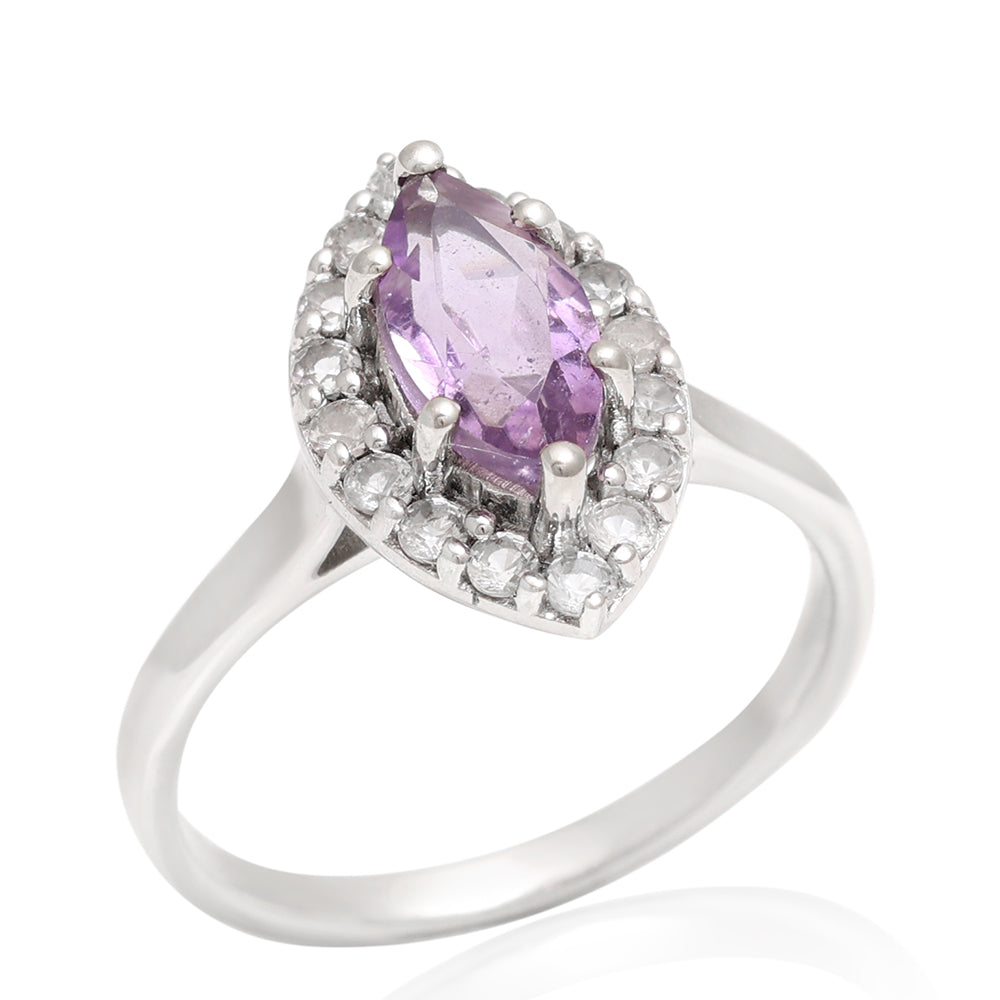 Silberring mit brasilianischem Amethyst und weißem Topas 7 