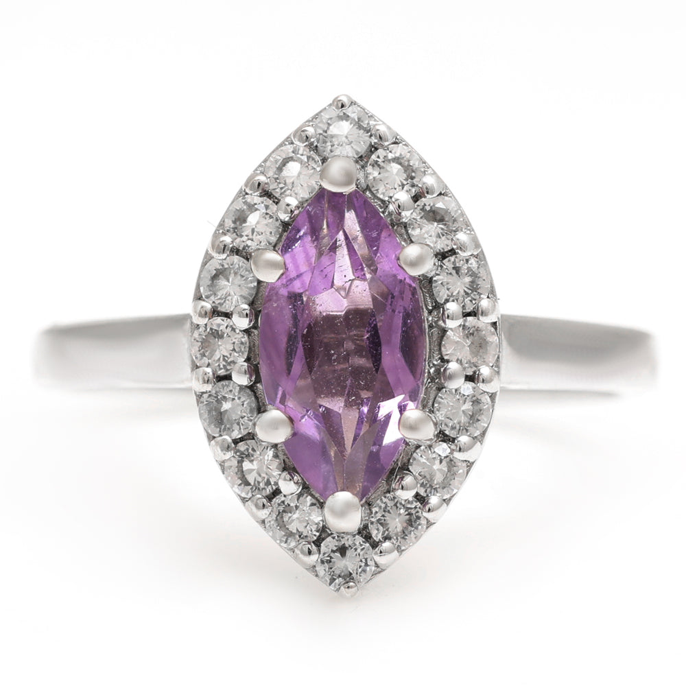 Silberring mit brasilianischem Amethyst und weißem Topas