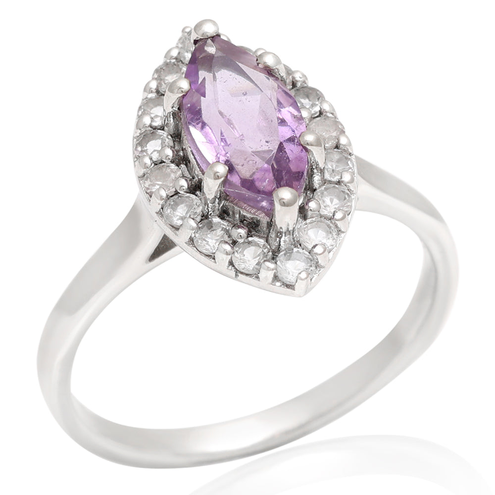 Silberring mit brasilianischem Amethyst und weißem Topas