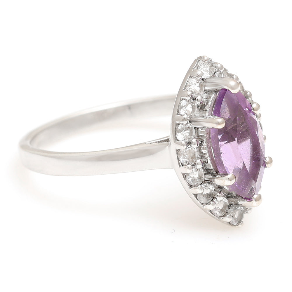 Silberring mit brasilianischem Amethyst und weißem Topas 4 