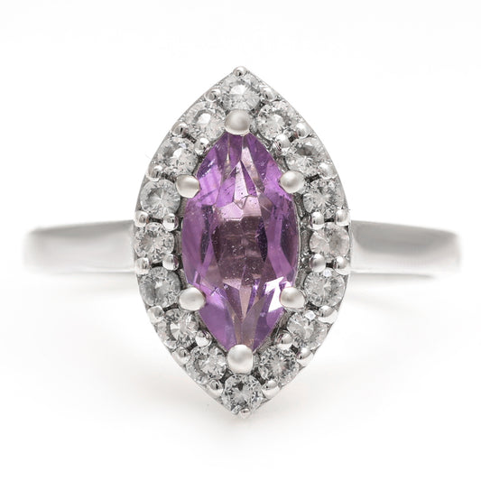 Silberring mit brasilianischem Amethyst und weißem Topas