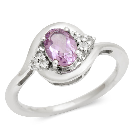 Silberring mit brasilianischem Amethyst und weißem Topas